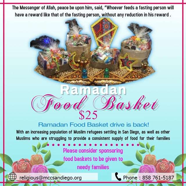 Ramadan Baskets Muslim Community Center of Greater San Diego